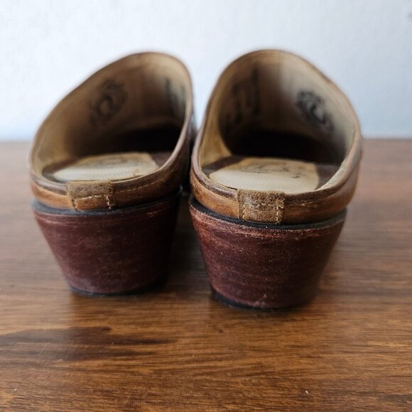 Charlie Horse Vintage Brown Western Cowboy Mule Open Heel Slide Boots Size 6B - Picture 3 of 7